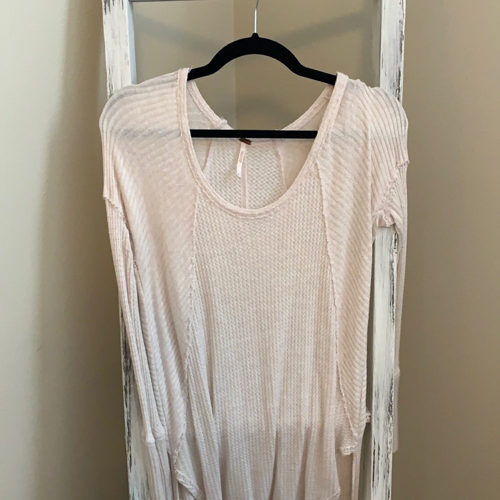 Cream Free People Long Sleeve Top